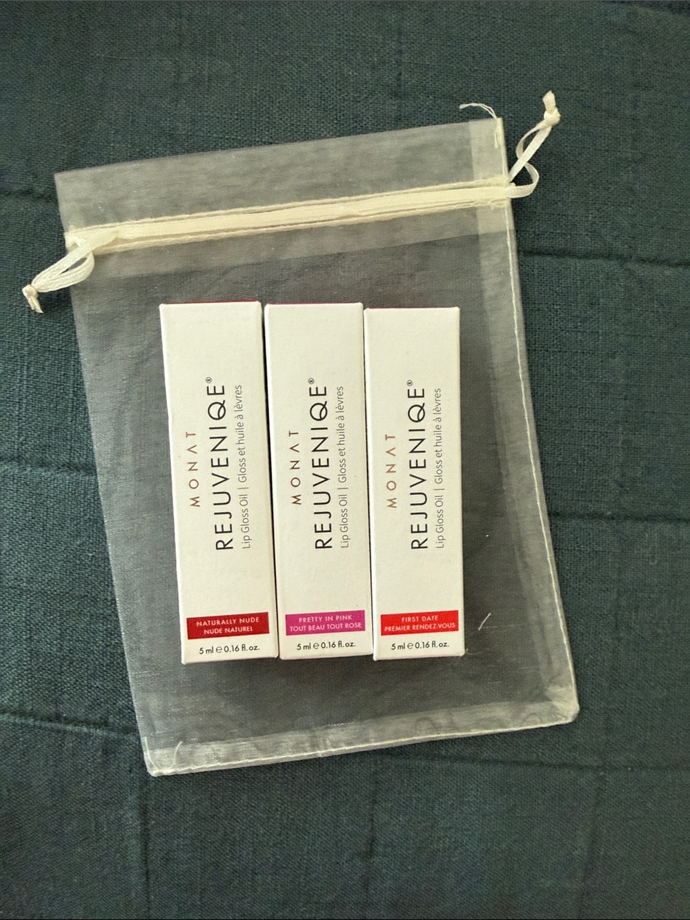 Monat Rejuveniqe Lip Gloss Trio — Naturally Nude, Pretty in Pink, First Date
